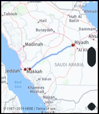 makkah to riyadh distance